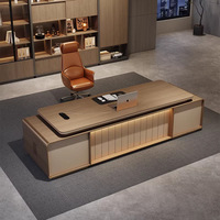 Nouveau bureau de direction moderne de style minimaliste, de forme allongée, petit, de luxe léger, haut de gamme, en bois massif avec finition cuite, écologique