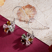 YBO Custom Großhandel 925 Sterling Silber Blumen ohrringe Naturstein Turmalin Boho Style Hoop für Frauen für Party Geschenk