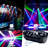 Luces Móviles Spider Beam para DJ, 8 LED de 3W RGBW, Iluminación Estroboscópica DMX512, Control por Sonido, Luz de Escenario para Fiestas, Bodas, Bares