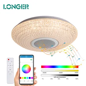 Smart Dimmable Rgb Intelligent Crystal Ceiling Light Playable Music Led Lamp For Home Adjustable Ceiling Lamps