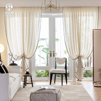 Rideaux Translucides Style Français et Japonais, Ne Laissent Pas Passer la Lumière ni les Regards; Rideaux de Salon et de Balcon en Polyester, Bordure Noire