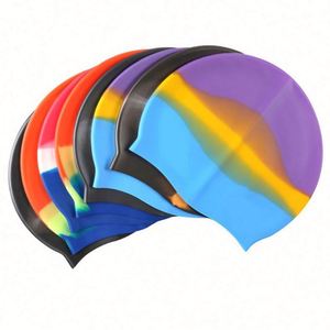 Bonnet de bain en silicone écologique 2024 pas cher, logo personnalisé, imprimé coloré pour femmes, faible MOQ, emballage en polybag, USA Mairun Chine - Product Image 1