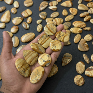 Natural Picture Jasper Palm Stone Green Agate AAA Grade Cabochon Cut Healing Gemstone Organic Mix Shape Jewelry Making - Product Image 3