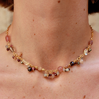 Ensemble collier à franges perlées et boucles d'oreilles pendantes style sicilien, bijoux à pampilles dorées pour femmes