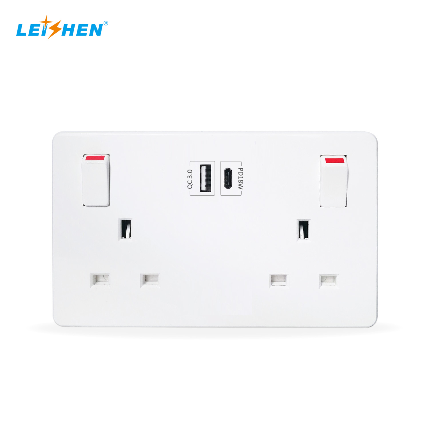 UKCA CE BS1363 New PD3.0 UK Standard 2 Gang Switch Wall Outlet PD 20W Power Directly Quick Charger UK Wall Socket with USB · image 5