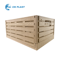 Panier à légumes pliable en plastique à motif bois, caisse pliable pour fruits et légumes frais, idéal pour les marchés et la présentation en magasin