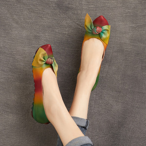 Chaussures d'été pour femmes à lacets avec nœud rétro fait main, en PU, antidérapantes, à bride cheville, design attrayant - Product Image 2