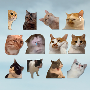 Creative Personaliti Cute Funny Meme Cat Notebook Equipaje Coche Pegatinas Reutilizable PVC 1 año de garantía Expresión sorprendida - Product Image 3