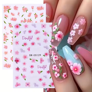 Pegatinas 3D para Uñas <span class=keywords><strong>con</strong></span> Diseño de Mariposa y Lazo, <span class=keywords><strong>Flores</strong></span> de Primavera, Rosa y Lavanda, Calcomanías para <span class=keywords><strong>Manicura</strong></span>, Decoración de Uñas para el Día de San Valentín - Product Image 1