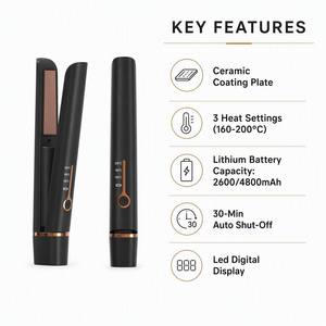 Piastra per Capelli Senza Fili Professionale, Supporto per Etichetta Privata OEM, Piastra Ricaricabile Portatile Senza Cavo - Product Image 2