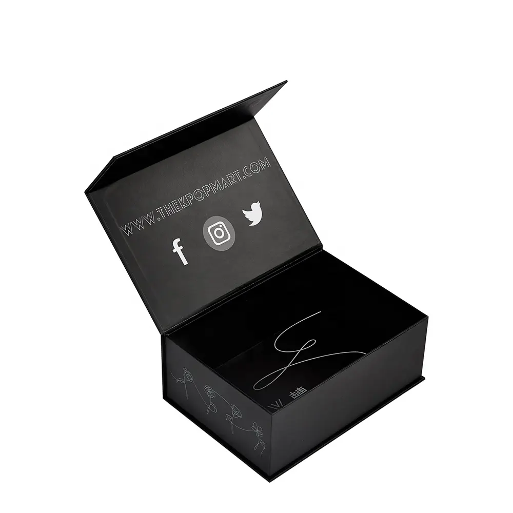 Wholesale Customized Print Handmade Luxury Rigid Paper Cardboard Black Simple Empty Magnetic Closure Gift Box