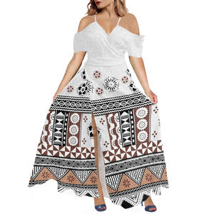 Tongan-Vestido largo de verano de talla grande para mujer, vestido con abertura lateral, estampado de tatuaje de Fiyi, tirantes finos - Product Image 1