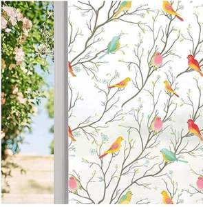 ملصق جداري كهروستاتيكي من GANI بتصميم زهور الربيع والطيور، زخرفة للنوافذ الزجاجية، ديكور قابل للإزالة، ورق حائط، فيلم للنوافذ والأبواب - Product Image 1