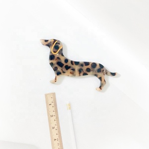 Pendentif porte-clés accessoire capillaire minimaliste mignon en acétate fait main, thème animal, motif Teckel, style <span class=keywords><strong>Havaianas</strong></span>, résistant aux acides - Product Image 2