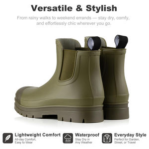 Bottes de pluie Chelsea imperméables pour femmes, bottes courtes en caoutchouc pour jardin, durables, antidérapantes, chaussures d'extérieur - Product Image 6