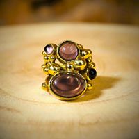 Vintage Cluster-Edelsteinringe für Damen, handgefertigte Statement-Ringe aus Messing mit Natursteinen, Großhandel Modeschmuck