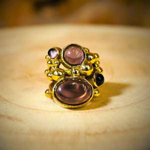 Vintage Cluster Gemstone <b>Rings</b> for Women, Handmade Brass Statement <b>Rings</b> with Natural Stones, Wholesale Fashion Jewelry - Product Image 3