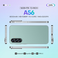 Nuevo Teléfono Celular A56 2026, Doble SIM, Desbloqueado, Pantalla HD Grande de 7.3 Pulgadas, 16GB+1TB de Almacenamiento, Cámara de 108MP, Venta al por Mayor, Smartphone