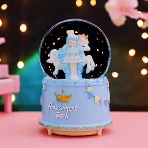 Wholesale Rotating Resin Snow Globe Christmas Snowball Music Box With <strong>Snowflake</strong> Christmas <strong>Snowglobes</strong> - Product Image 6