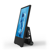 Afficheur mobile étanche pour menu extérieur de 43 pouces avec batterie, écran LCD haute luminosité, lecteur d'affiches numériques, signalisation numérique