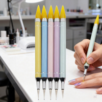 Stylo à cire de luxe professionnel avec manche métallique, tête ciselée remplaçable, pour perles et strass, brosse en silicone pour manucure