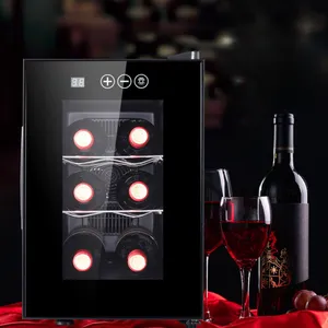 Oem 6 şişe küçük şarap soğutucu raf içinde buzdolabı şarap soğutucu ayarlanabilir termostat taşıma Mini şarap soğutucu kabine