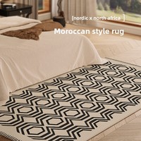 Alfombra Geométrica Marroquí de Imitación de Cachemira, Resistente a las Manchas, Fácil de Cuidar, para Sala de Estar y Dormitorio