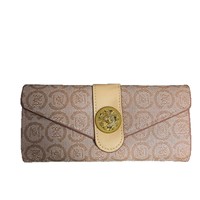 Dompet Panjang PU Embos Pola Bambu dengan Gesper Kotak Hadiah Poliester Ringan untuk Wanita, Cocok untuk Aktivitas Sehari-hari/Hadiah Elegan