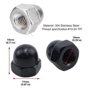 Bán Buôn M6 M8 M10 M12 Thép Không Gỉ 304 Hình Lục Giác Dome Cap Nut Acorn <span class=keywords><strong>Nuts</strong></span> Nickel Mạ Đầu Phẳng M3 Chủ Đề Đánh Bóng Carbon - Product Image 4