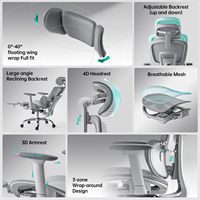 Fauteuil de Bureau Ergonomique Moderne et Personnalisable en Maille, Inclinable pour la Sieste, Pivotant, avec Appui-tête Réglable, Idéal pour Usage Professionnel