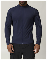 Haut de sport doux et extensible à manches longues avec fermeture éclair intégrale, col montant, poches latérales, pull respirant et anti-transpiration pour hommes
