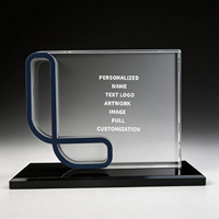 Neelpure 187231 Plaque en cristal personnalisée avec base noire, impression UV graphique personnalisée, ornement en 3D pour récompense d'entreprise