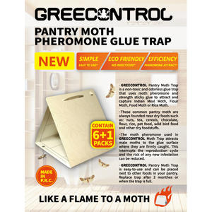 Trampa para Polillas GreeControl, Paquete de 6 Trampas de Pegamento con Tecnología de Feromonas para el Control de Polillas de la Cocina - Product Image 3