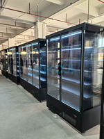 Réfrigérateur commercial extérieur à LED avec dégivrage automatique, double porte, vitrine réfrigérée pour boissons, légumes et fruits, refroidissement par ventilateur