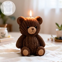 Molde de silicona 3D de grado alimenticio con forma de mini oso lindo para velas de aromaterapia DIY, adornos de resina, manualidades, apto para horno, venta al por mayor en stock