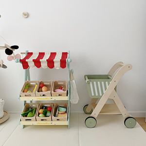 Activité en bois marchette enfants jeu de rôle jouets Simulation supermarché panier d'apprentissage précoce jouets éducatifs pour les enfants - Product Image 4