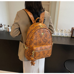 Nueva moda para mujer, mochila escolar con estampado Simple, textura de tendencia, oso, salida ligera, mochilas de hombros para mujeres y niñas - Product Image 5