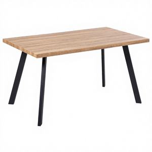 Table à manger convertible moderne nordique avec pieds en métal, plateau en bois massif, pieds pliables noirs, table à manger pour la maison, le café, le restaurant - Product Image 2