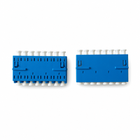 Kehilangan Penyisipan Rendah ≤0.2dB 8 Core LC/UPC Adaptor Serat Optik Mode Tunggal Selubung Keramik Tanpa Flensa Biru Kehilangan Balik ≥50dB