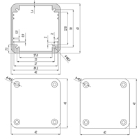 Boîtier d'extrusion en aluminium 42x42x80 mm, fabrication directe d'usine à Ningbo, OEM, boîte d'instruments électroniques DIY, boîtier en alliage d'aluminium pour circuits imprimés