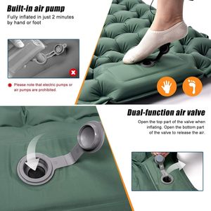 Matelas de camping gonflable avec pompe à pied intégrée, imperméable, en matériau PVE, utilisable en 4 saisons, matelas de randonnée portable - Product Image 6