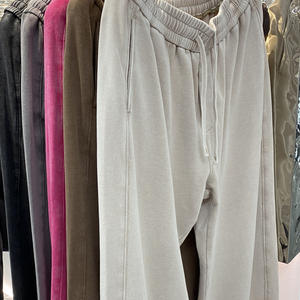 Streetwear Washed Unisex <b>Trousers</b> Casual Sweatpants Custom Logo Heavy Cotton Men's Plus Size <b>Vintage</b> Sweatpants - Product Image 4