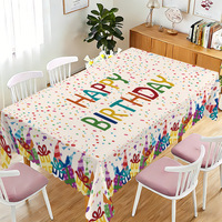 Nappe rectangulaire blanche en polyester, imprimée 4 couleurs, durable, lavable, 55x95 pouces, pour fête, pique-nique, décoration