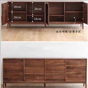 Buffet en bois massif en noyer armoire <span class=keywords><strong>de</strong></span> <span class=keywords><strong>rangement</strong></span> style antique luxe simple salon sous-sol armoire chambre à coucher commode - Product Image 4