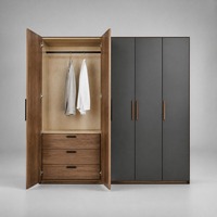 Armoire à tiroirs moderne minimaliste en bois de noyer bicolore noir mat, en kit (KD), en contreplaqué mélaminé, fabrication OEM ODM sur mesure