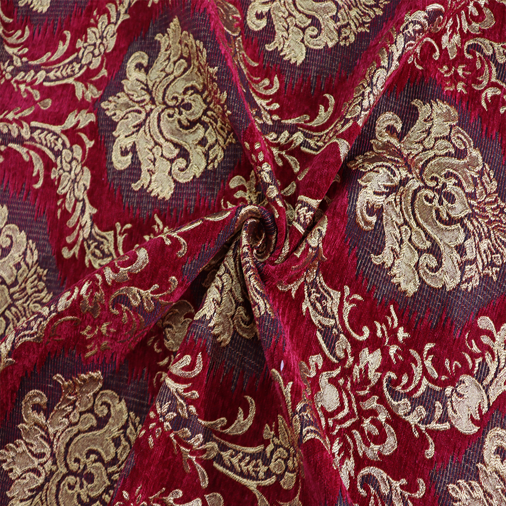 Темно-Бордовая Дамасская Высококачественная жаккардовая ткань для обивки дивана в розницу