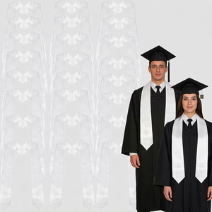 Estola de Graduación Blanca Personalizada al por Mayor para Adultos Unisex 2026, Banda Lisa de Poliéster para Sublimación, en Blanco para Escribir para Estudiantes - Product Image 1