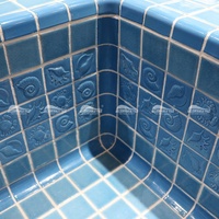 Tuile de bordure en céramique de tuile de piscine de fleur bleue émaillée par porcelaine de Style marocain pour la piscine