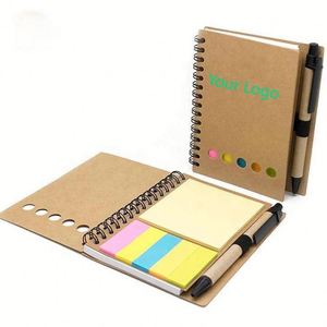 Custom Cheap A5 Promotional Kraft Notebook Bulk Blank Loose Leaf <b>Book</b> With Pen and Sticky <b>Note</b> for Memo Pads - Product Image 1