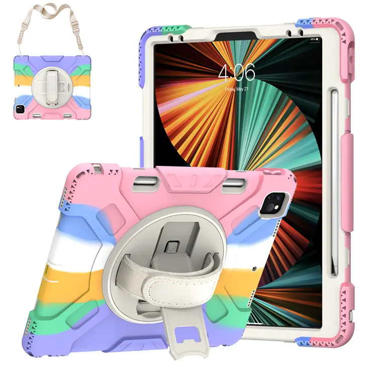 Silicone Shockproof Rainbow for Ipad Case For Kids Rugged Tablet Case For Ipad Pro 12.9 2021 2020 2018 Case